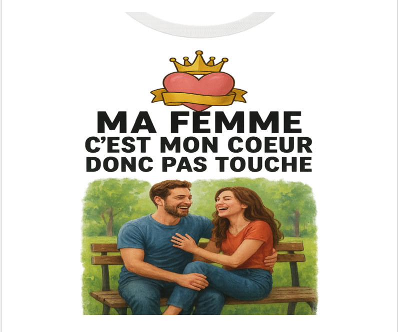 Ma Femme C’est Mon Cœur – T-Shirt Message d’Amour et de Fidélité