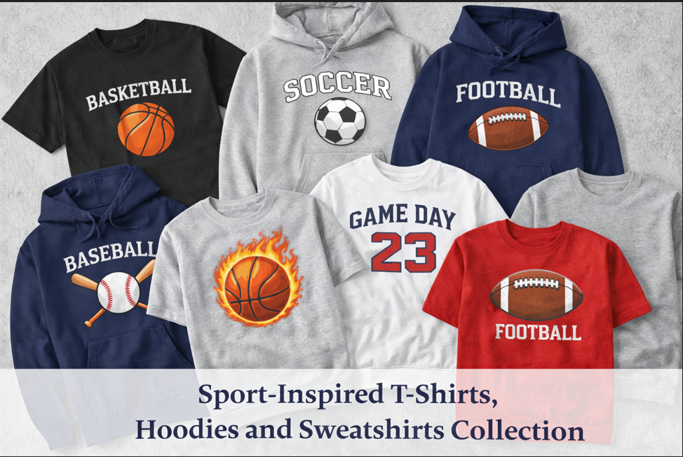 Sport-Inspired T-Shirts, Hoodies and Sweatshirts Collection